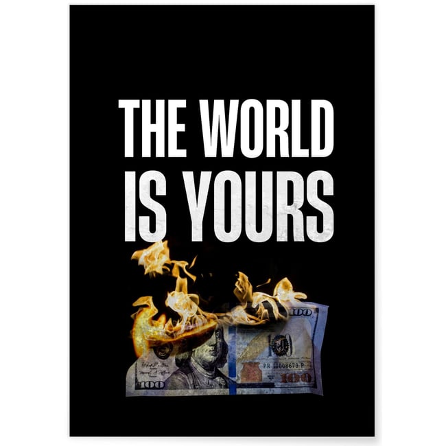 Affiche Motivation The World is Yours Couleur blanc <span itemprop=