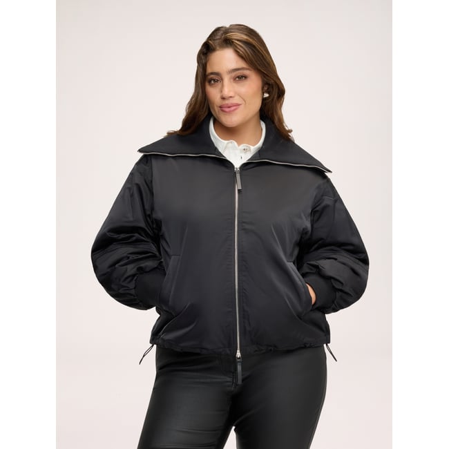 Blouson bomber à col montant noir <span itemprop=