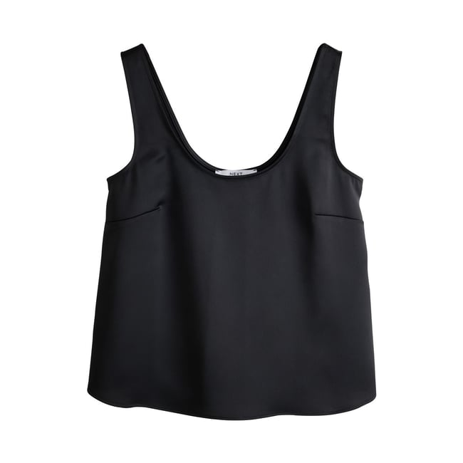 Caraco en satin à encolure dégagée noir <span itemprop=