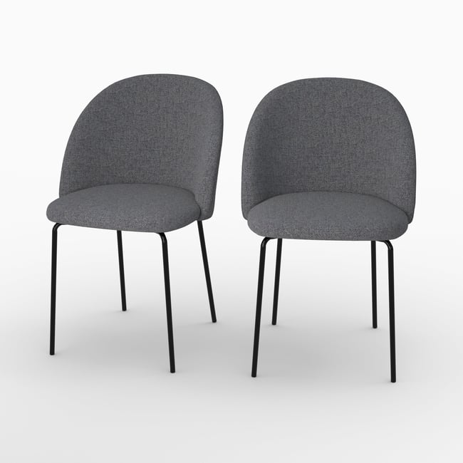 Lot de 2 chaises en tissu chiné - KARL Couleur gris foncé <span itemprop=