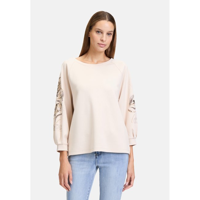 Sweat-shirt à manches en trompette gris <span itemprop=