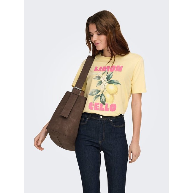 Printed Short Sleeve T-Shirt, yellow, ONLY