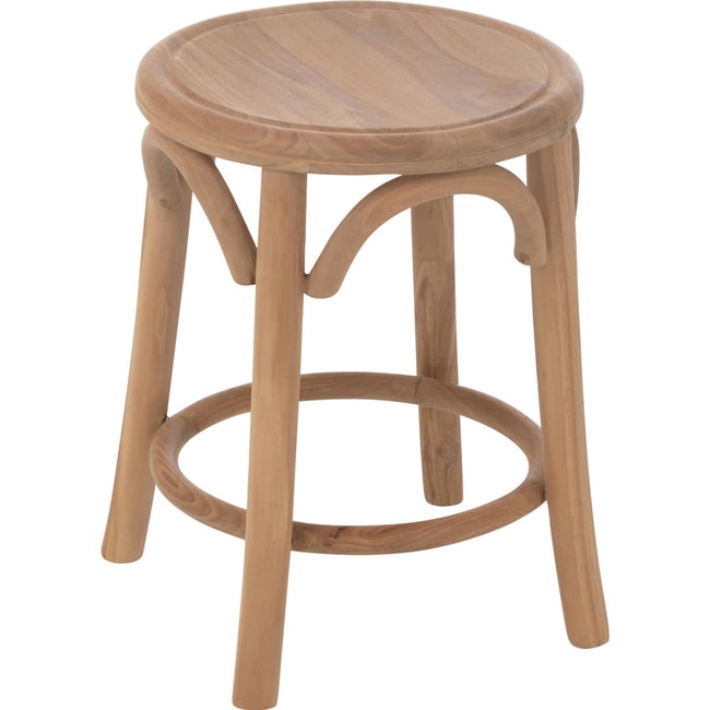 Tabouret rond en bois de teck Couleur teck naturel clair <span itemprop=