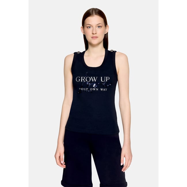 Top à bretelles de texture côtelée dark sky <span itemprop=