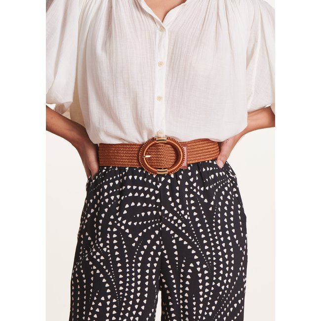 Ceinture élastiquée boucle ovale camel <span itemprop=