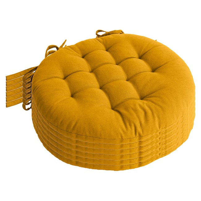 Galette piquée ronde Panama Ø 38 cm - Enjoy Home - Lot de 6 moutarde <span itemprop=