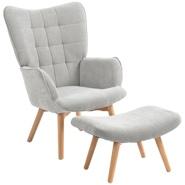 Fauteuil d'appoint avec repose-pieds Couleur gris <span itemprop=