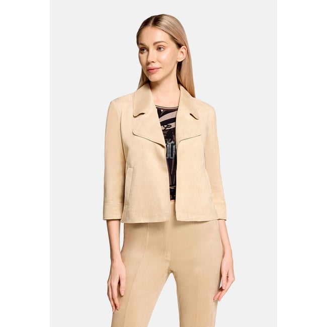Veste blazer à fermeture zippée beige <span itemprop=