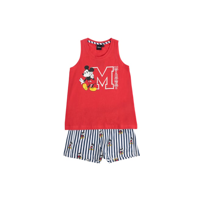Pyjama short débardeur Mickey NY Summer Disney rouge <span itemprop=