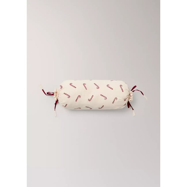 Coussin rond imprimé de Noël Couleur rouge <span itemprop=