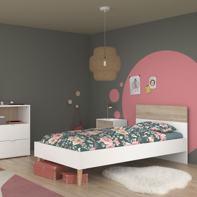 Lit enfant 90x200 adaptable en 190 cm - GABY Couleur blanc <span itemprop=