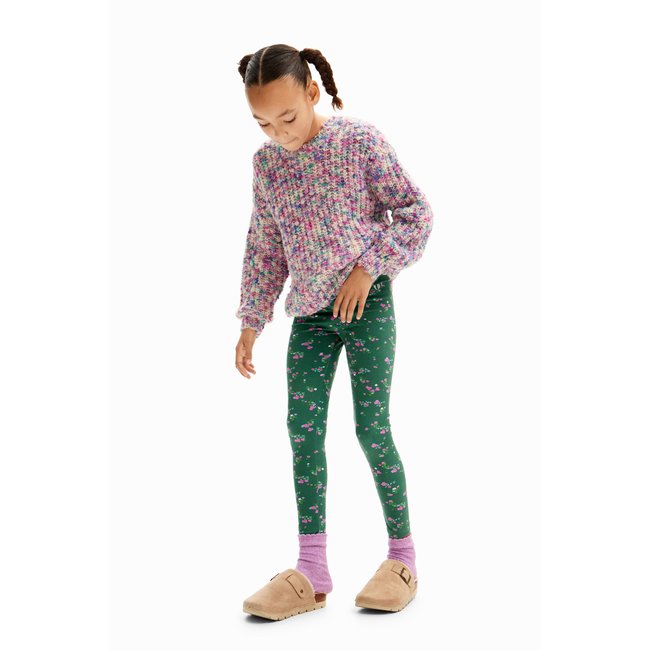 Leggings fleurs vert <span itemprop=
