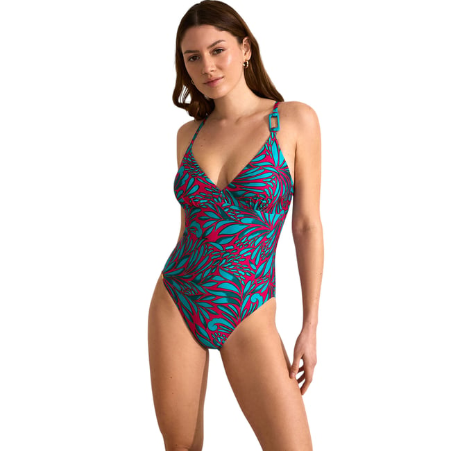 Maillot de bain une pièce shapewear ARRECIFE bleu turquoise <span itemprop=