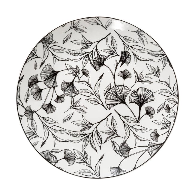 Lot de 6 assiettes à dessert en porcelaine BLACK FLORAL Couleur multicolore <span itemprop=