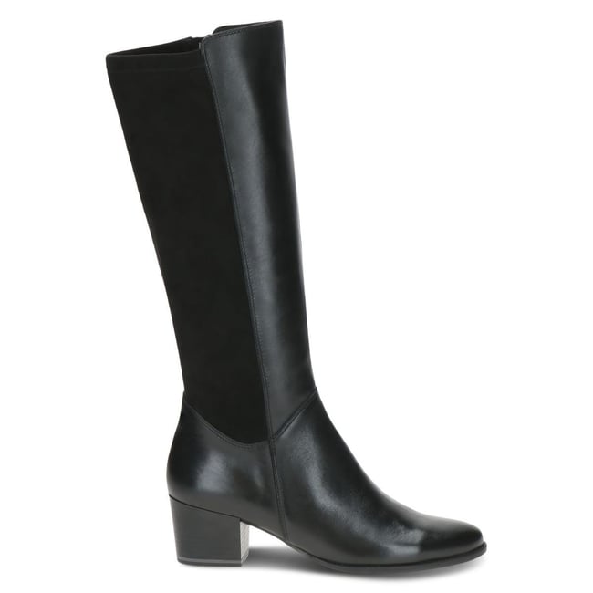 Bottes en cuir noir zèbre <span itemprop=