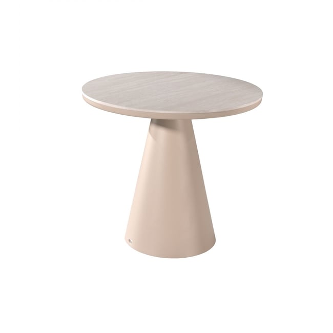 Table de jardin ronde en céramique, NEWCASTLE beige <span itemprop=