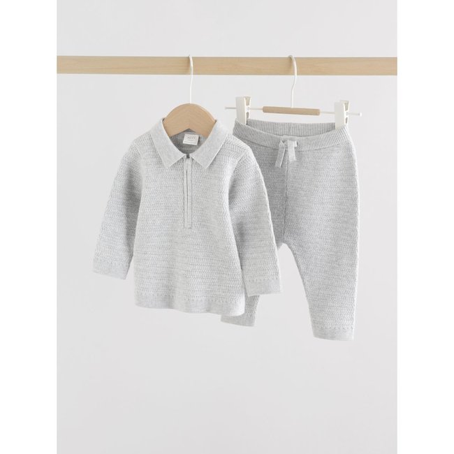 Ensemble bébé pull en maille et legging gris <span itemprop=