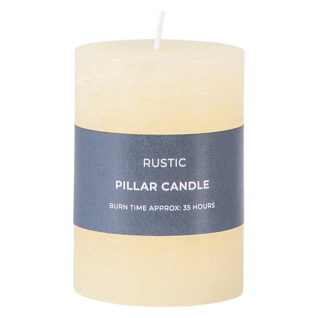 Pack of 2 10cm Pillar Candle Rustic Ivory, ivory, SO'HOME