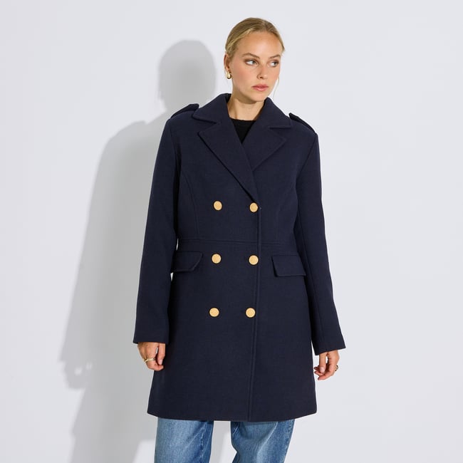 Manteau caban officier bleu marine <span itemprop=