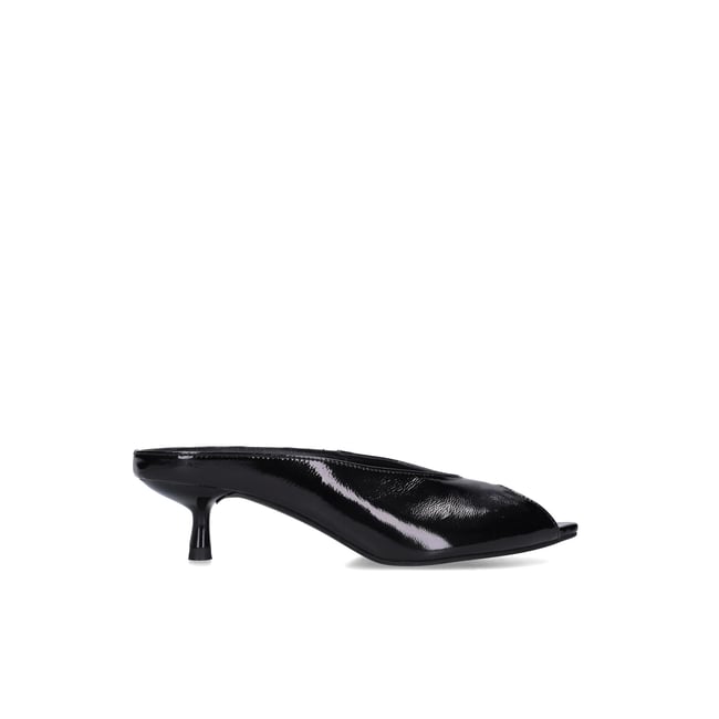Mules à talon vernies noir <span itemprop=