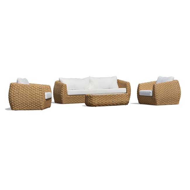 Salon bas de jardin alu et résine RAMATUELLE marron <span itemprop=