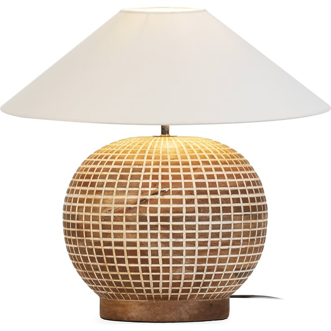 Lampe de table en bois  lavé Couleur blanc lavage <span itemprop=