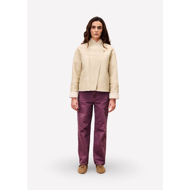 Manteau  col roulé LAMARTINE beige crème <span itemprop=