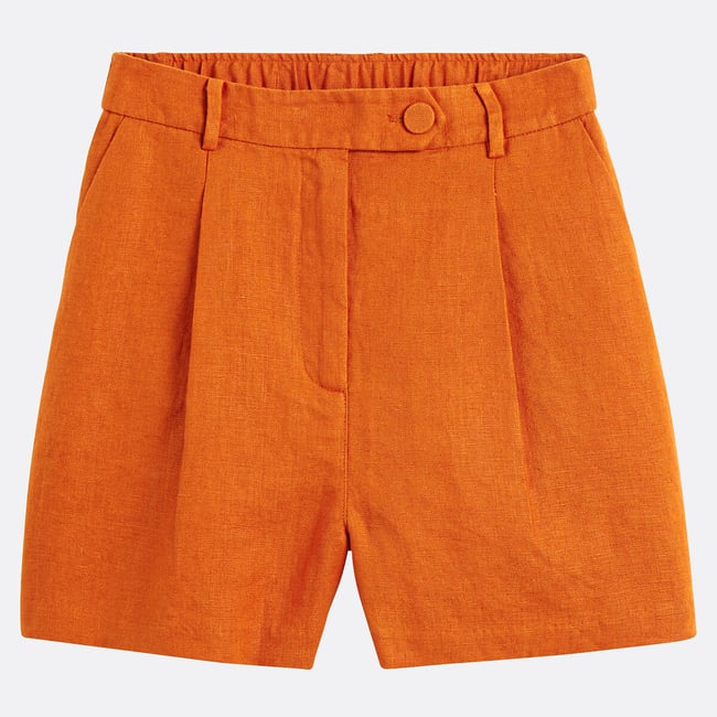 Linen Shorts, brick orange, LA REDOUTE COLLECTIONS
