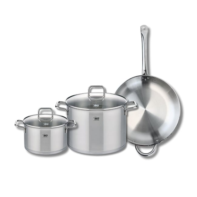 Batterie 1 poêle 32cm + 2 faitouts 20/26cm PROFI CITRIN gris <span itemprop=