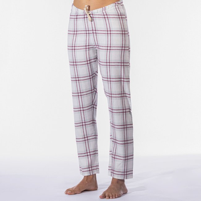 Checked Straight Pyjama Bottoms in Cotton, checked, MELISSA BROWN