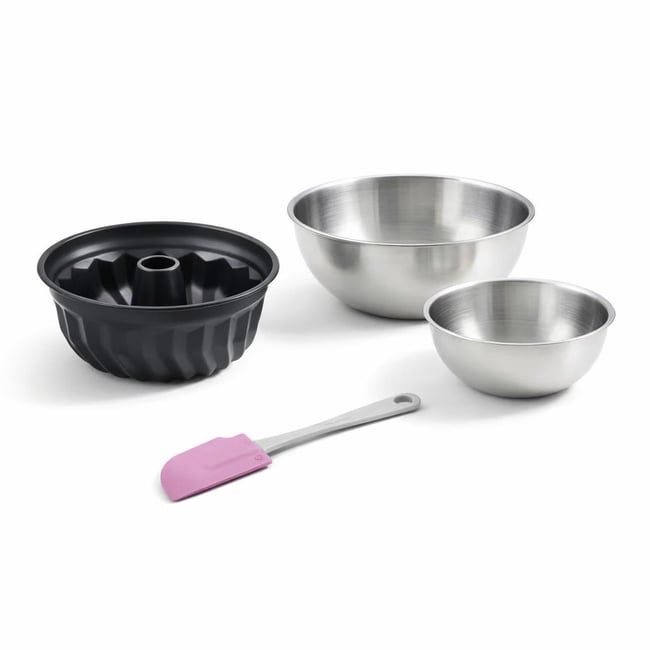 Set de 4 ustensiles de pâtisserie moule à gâteaux 2 bols noir <span itemprop=