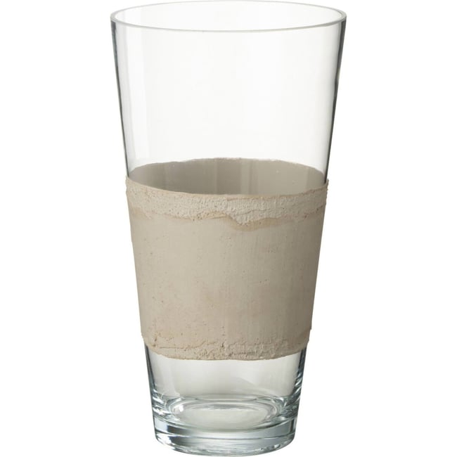 Vase en verre soufflé Couleur transparent et beige <span itemprop=