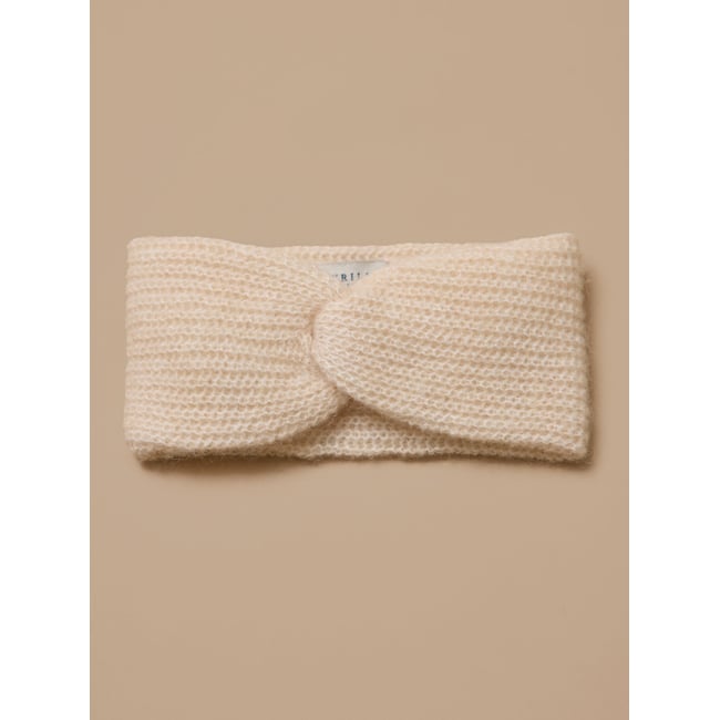 Headband  en maille perlée ecru <span itemprop=