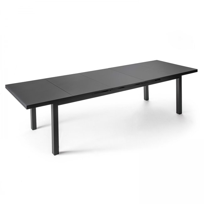 Table de jardin à rallonge en aluminium gris anthracite 12 places, ALBI gris <span itemprop=