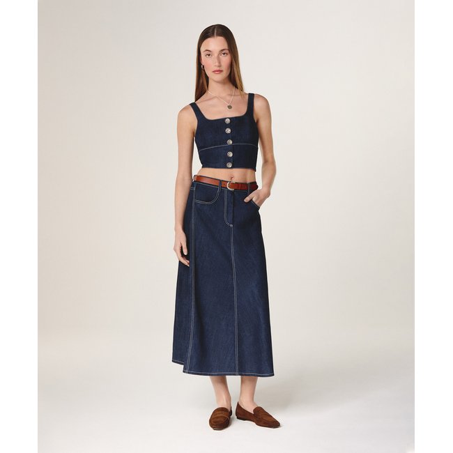Jupe longue JEAN bleu bleu denim <span itemprop=