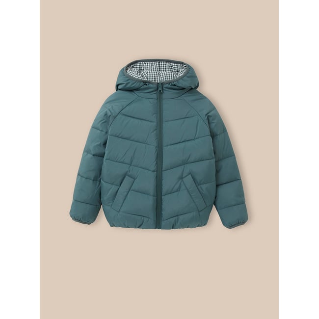 Doudoune réversible effet 2 en 1 vichy vert <span itemprop=