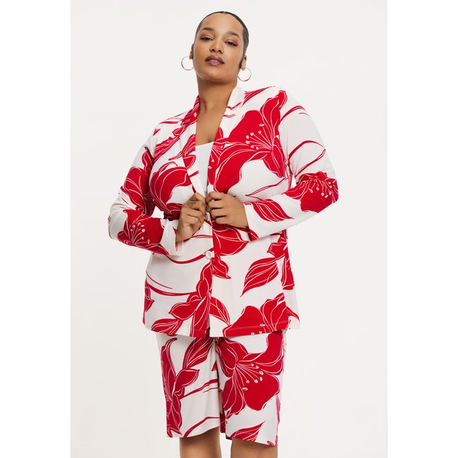 Veste /Blazer imprimée rouge <span itemprop=
