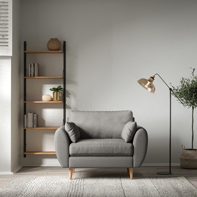 Ada Scandi Soft Brushed Snuggle Chair with Light Wood Legs - SO'HOME