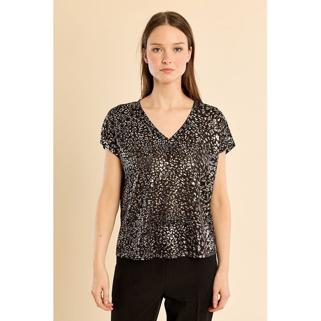 T-shirt met V-hals en print <span itemprop=