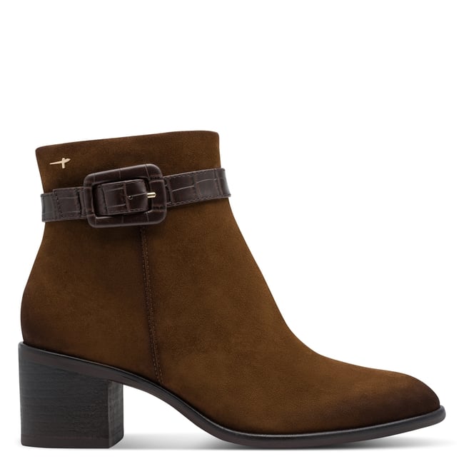 Bottine à talon marron cognac <span itemprop=