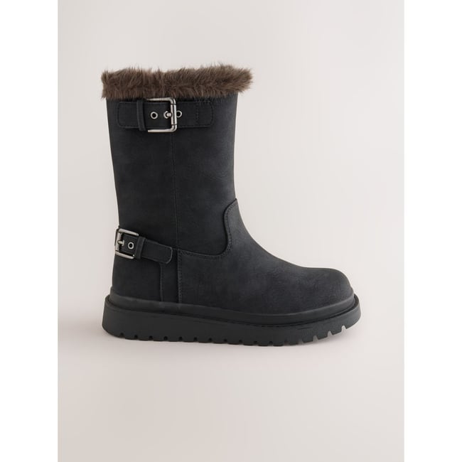 Bottes doublées de imitation fourrure noir <span itemprop=