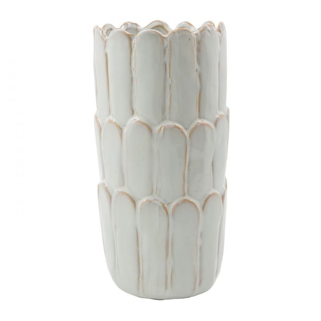 Vase en terre cuite Ezra Couleur blanc <span itemprop=