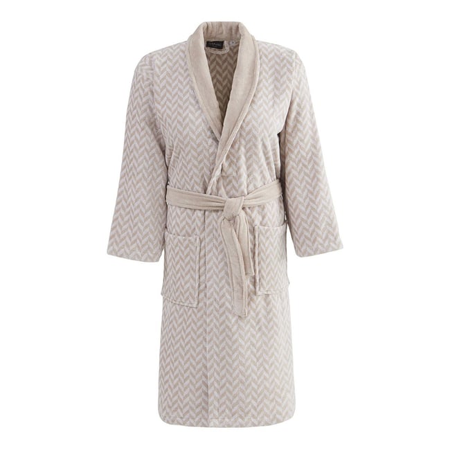 Peignoir col châle velours CHEVRON sable <span itemprop=