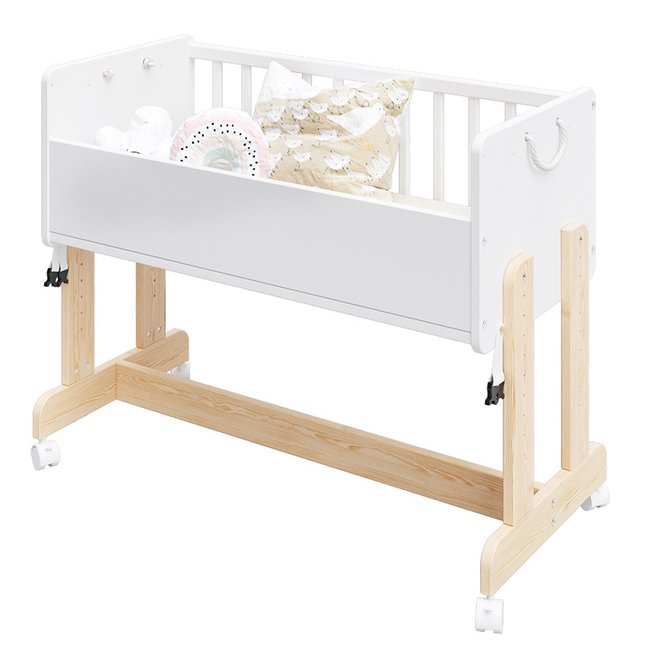 Berceau Lit Cododo 5 en 1 - ORNELLA - Matelas inclus - Blanc et Pin - PREMIERS MOMENTS