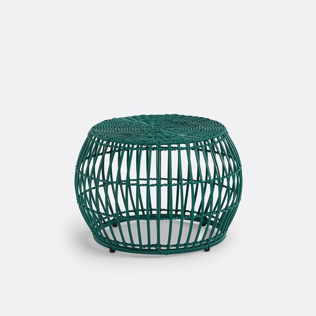 Table basse de jardin résine tressée ø60cm, Kamila vert <span itemprop=