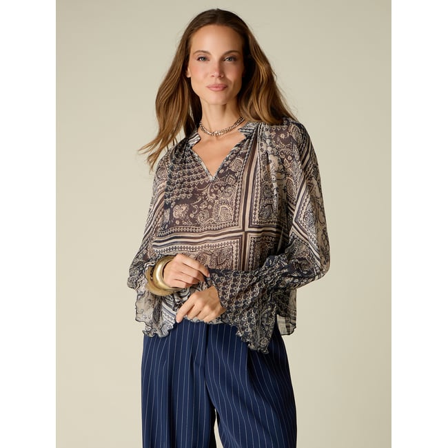 Blouse à motifs bleu <span itemprop=