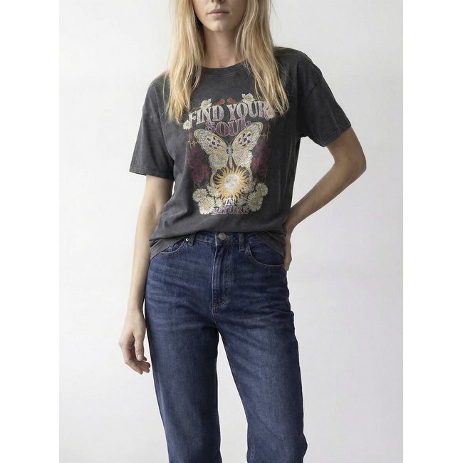 Tshirt manches courtes avec motif noir <span itemprop=