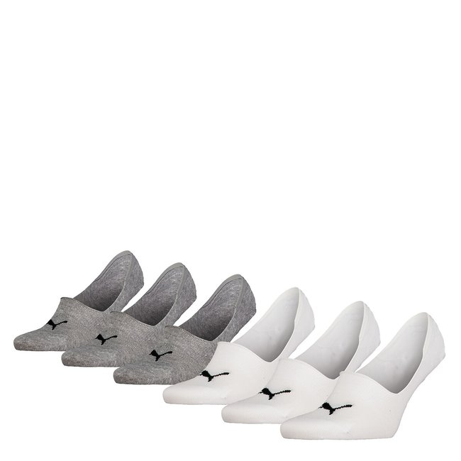 Pack of 6 Pairs of Plain Socks in Cotton Mix, grey + white, PUMA