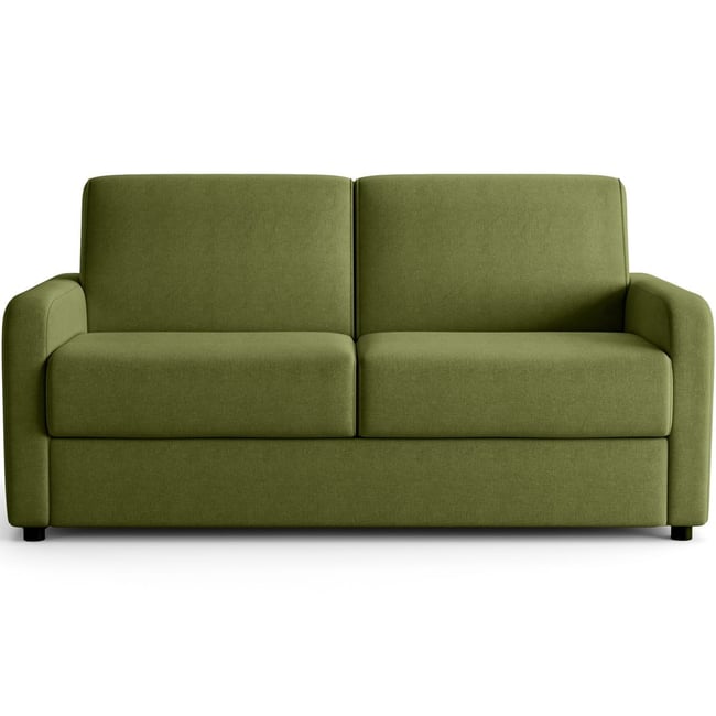 Canapé droit convertible 3 places en tissu chenille - ouverture express - LUMIO Couleur vert olive <span itemprop=