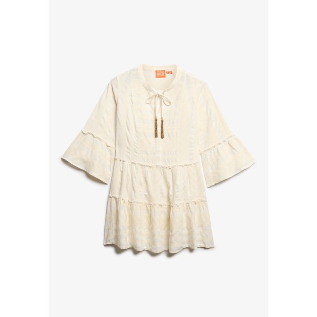 Vestido curto de renda Ibiza cru <span itemprop=